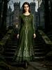 Robe longue à manches longues et col rond pour femme Printemps et Automne, Jupe longue imprimée à pois géométriques abstraits Style Vacances