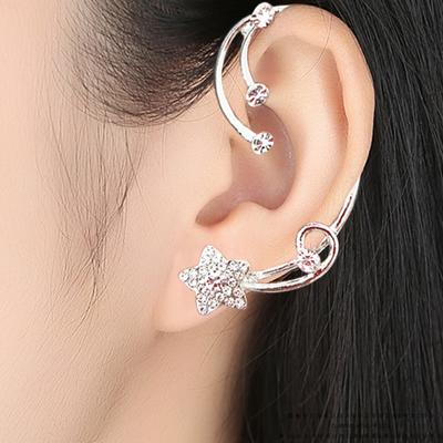 Rhinestone Star Punk Earrings Piercing Ear Stud Statement Women Fashion Jewelry Ear Clips