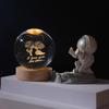 Remote Control Crystal Ball Night Light with Wooden Base – 3D Carving Luminous Glass Ornament, Perfect for Birthdays.