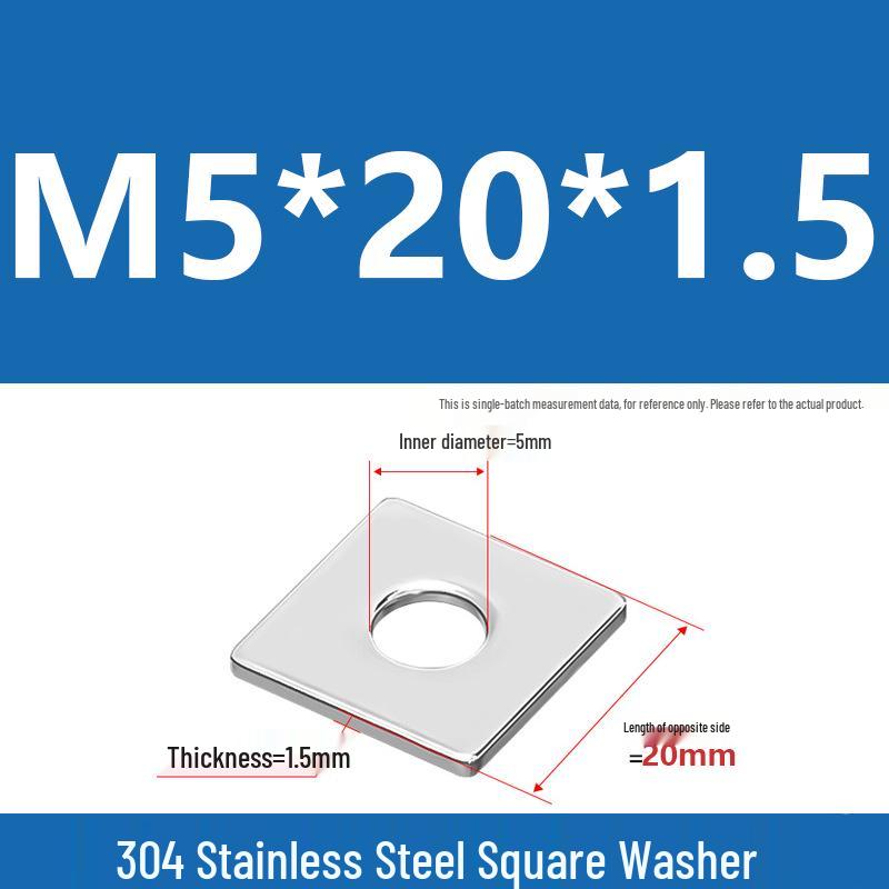 304 Stainless Steel Thickened Square Washer for Curtain Wall (M4-M16)