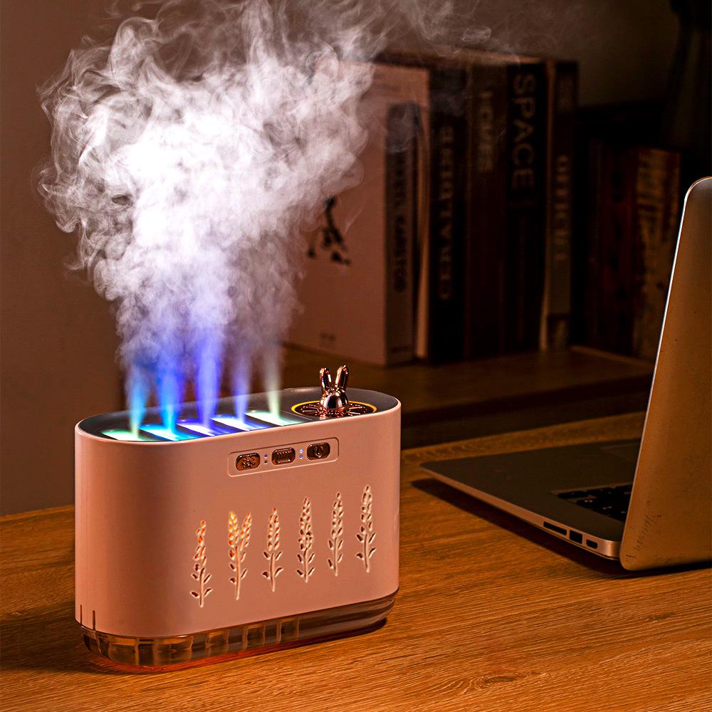 Silent Cross-Border Humidifier with Five-Hole Spray & Dynamic Seven-Color Aromatherapy