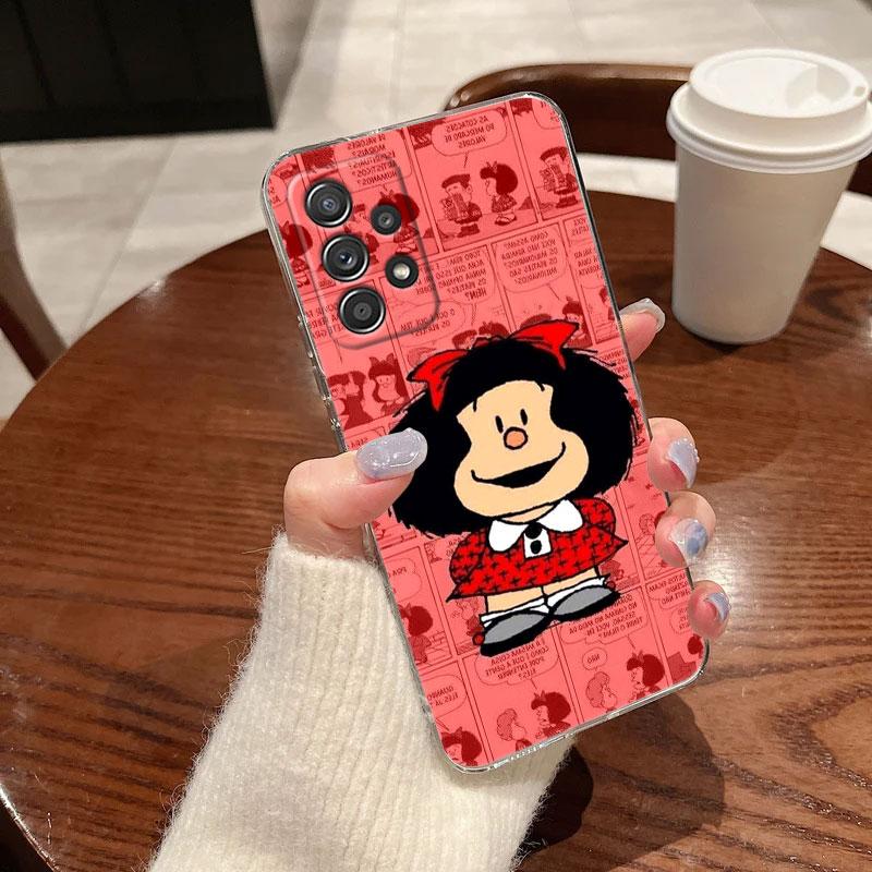 Clear Case For Samsung Galaxy A57 A37 A56 5G A36 Cases A55 A54 A35 A26 A07 A17 A16 A06 A34 A15 Soft Cover Mafalda Cartoon Girl