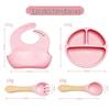 Children's Silicone Cutlery & Dinner Set: Bib, Spoon, Fork, Smiley Plate, and Bowl