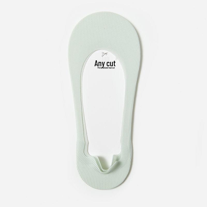 Women's Ice Silk Low-Cut Socks - Silicone Anti-Slip, V-Neck Invisible Design, Summer Thin Cotton Soles, Trendy Style.