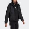 Adidas Logo Long Sleeve Zip Hooded Cotton Jacket Winter Women Jacket Black GT6593