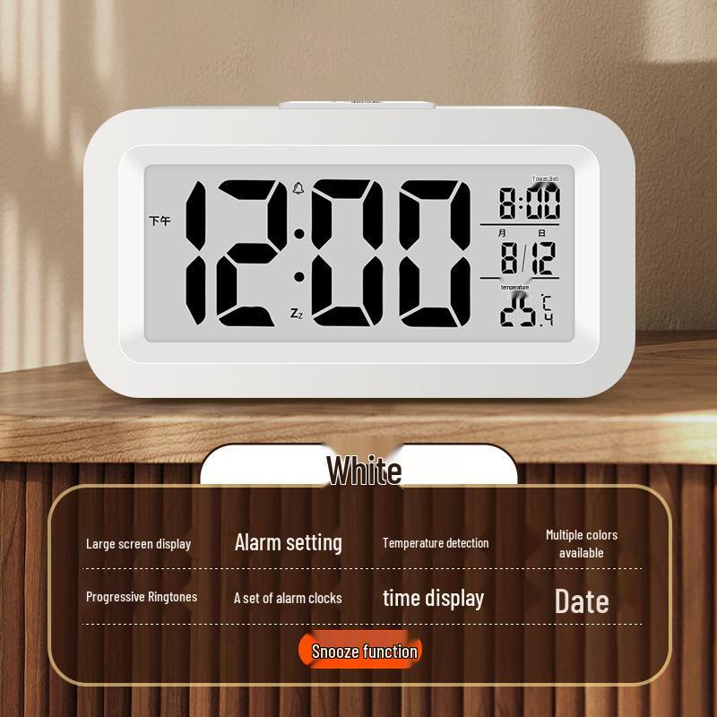Multifunctional Smart Student Alarm Clock: Extra Loud, Silent, Rechargeable, with Temperature Display and Night Light