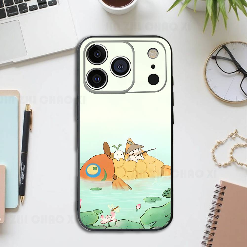 

Tao Yuan LUO Silicone Soft Phone Case For IPhone17 16 15 14 13 12 11 Pro Max Plus X XR SE Cover iPhone12mini