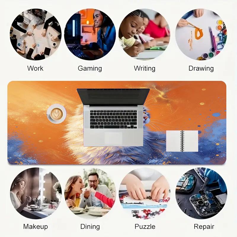 Cosmic Cat Xl Gaming Mouse Pad Nonslip Rubber Base Stitched Edge Waterproof Desk Mat For Pc Laptop Gamer Office Computer Accessories C92719
