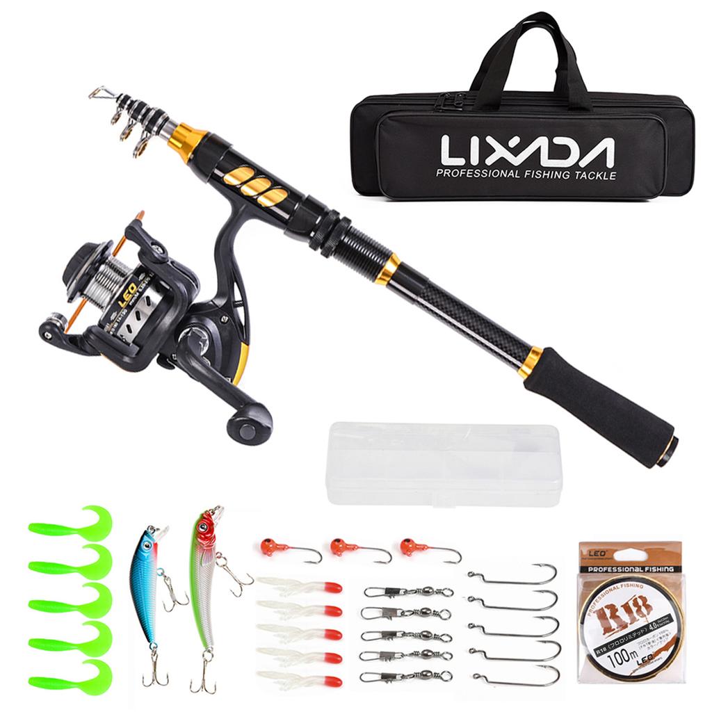 Fishing Rod Reel Combo Carbon Fiber Telescopic Fishing Rod Reel Fishing Line Lures Hooks Jigs Swivels Saltwater Freshwater Trave