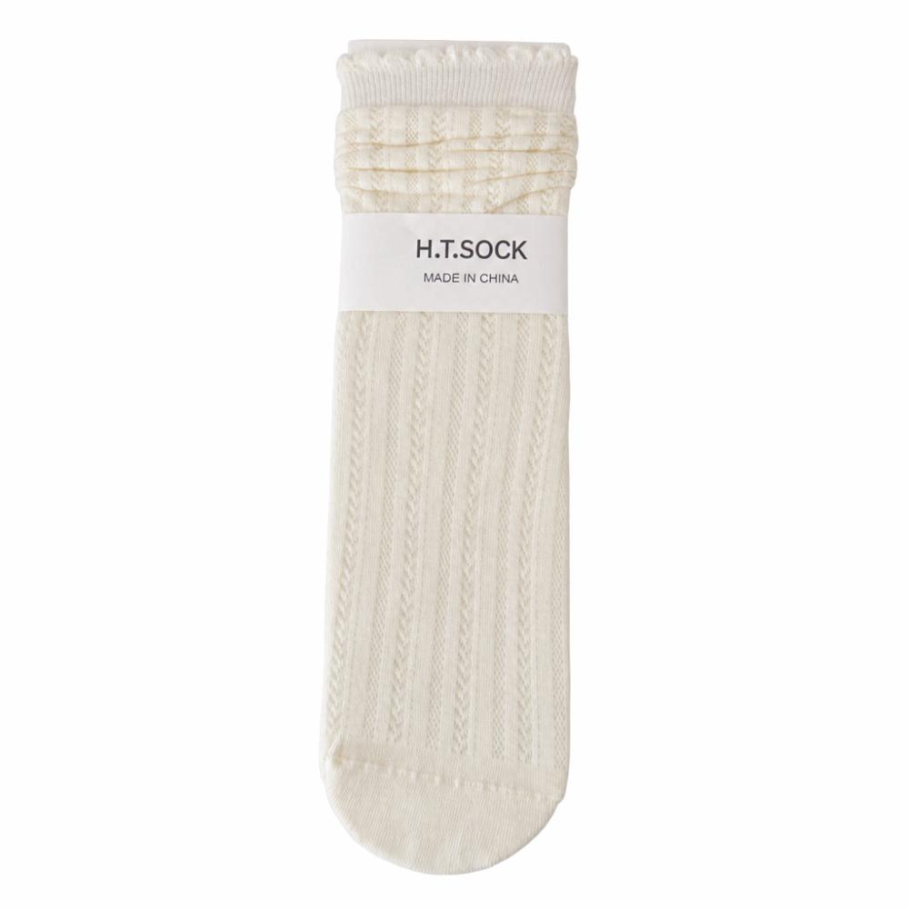 1Pair Ruffle Spring Summer Socks Solid Color Lace Socks Sweet Middle Tube Socks Women Girls