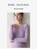 Women's Slimming V-neck Cashmere Knit Dress - Long Wool Dress for Autumn/Winter