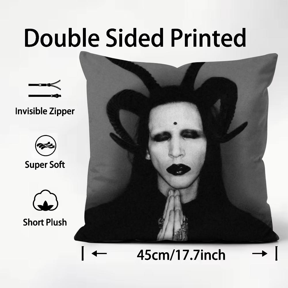 Singer MMarilyn MManson Cushion Cover Plush Fabric Soft DoubleSided Printed Sofa Warm Winter Home Child Gift Pillow Case