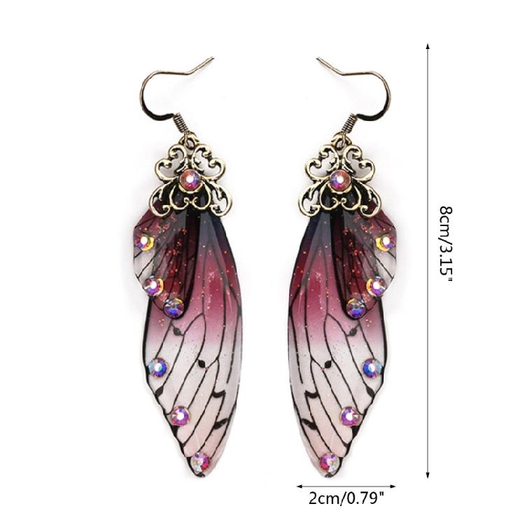 Cicada Wing Dangle Earring Butterfly Wing Hook Earring Insect Earring for Summer