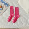 Female Summer Thin Simple Pure Color All Build Vertical Bar Wicking High Tube Cotton Socks