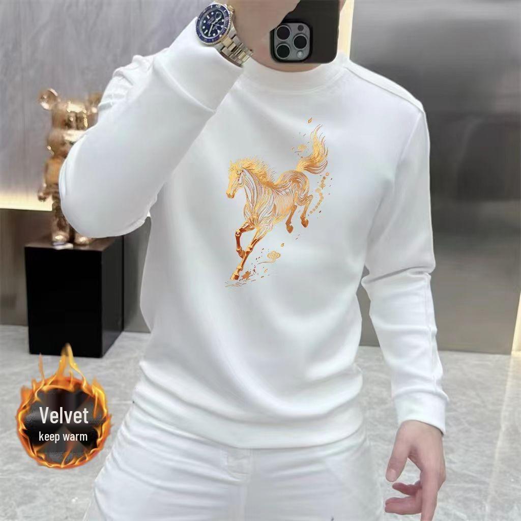 2025 Men's Trendy Round Neck Hoodie - Casual Spring/Autumn Style