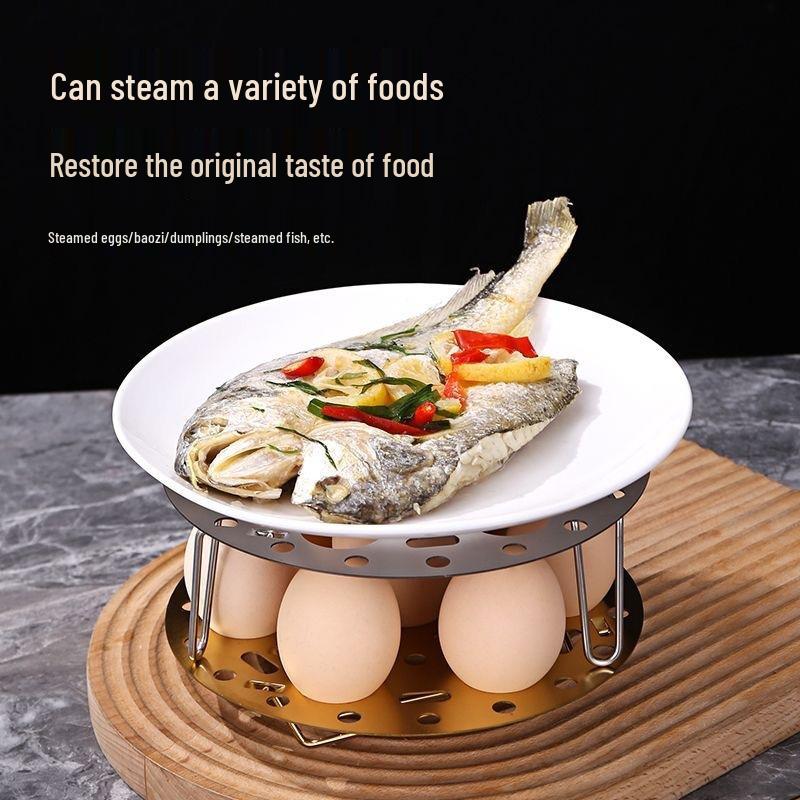 Multifunctional Stainless Steel Egg Steaming Rack with High-Leg Pot and Small Tray