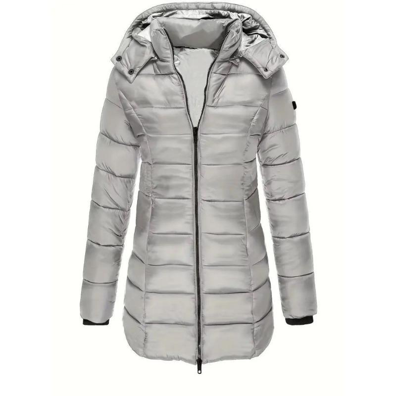 Autumn and Winter Women's Clothing Medium and Long Slim-fitting Hooded Jacket Casual Light Cotton-padded Clothing Cotton-padded Clothing Personality