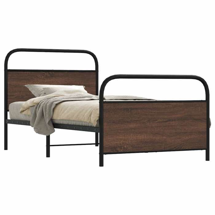 VidaXL Cadre de lit sans matelas 90x200cm chêne marron bois ingénierie, meuble de chambre à coucher, lit simple, sommier, 4100318