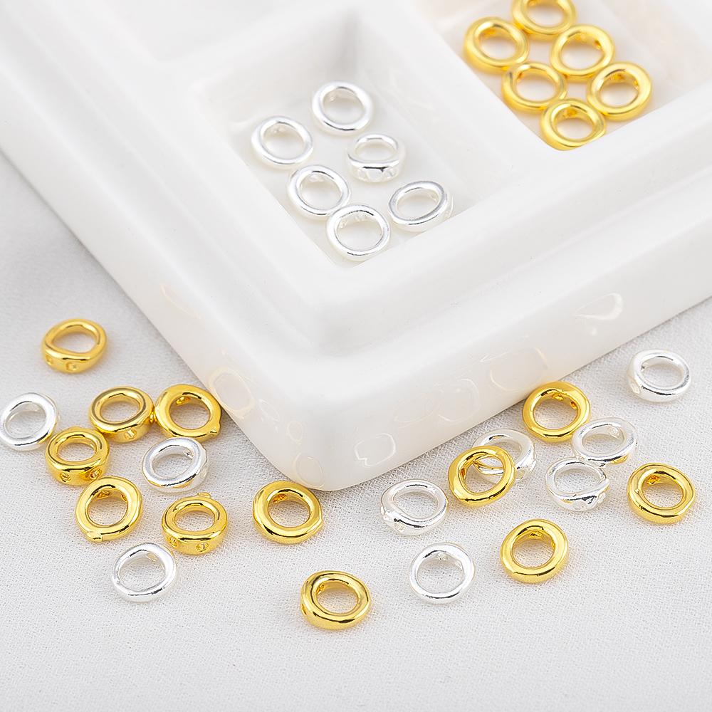 10pcs 20pcs Brass End Bead Tip Double Holes Connector Rings End Caps Dia.5.3mm for Necklace Bracelet Jewelry Making Accessories