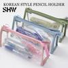 Portable Makeup Gadget Pouch Transparent PVC Pencil Case, Large Capacity Waterproof Stationery Korean Style Holder Organizer, Durable Zipper