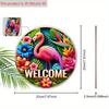 Charming Wooden Welcome Sign with Flamingo Pattern - Rustic Decorative Plaque for Porch & Garden - Ideal for Summer Home Decor