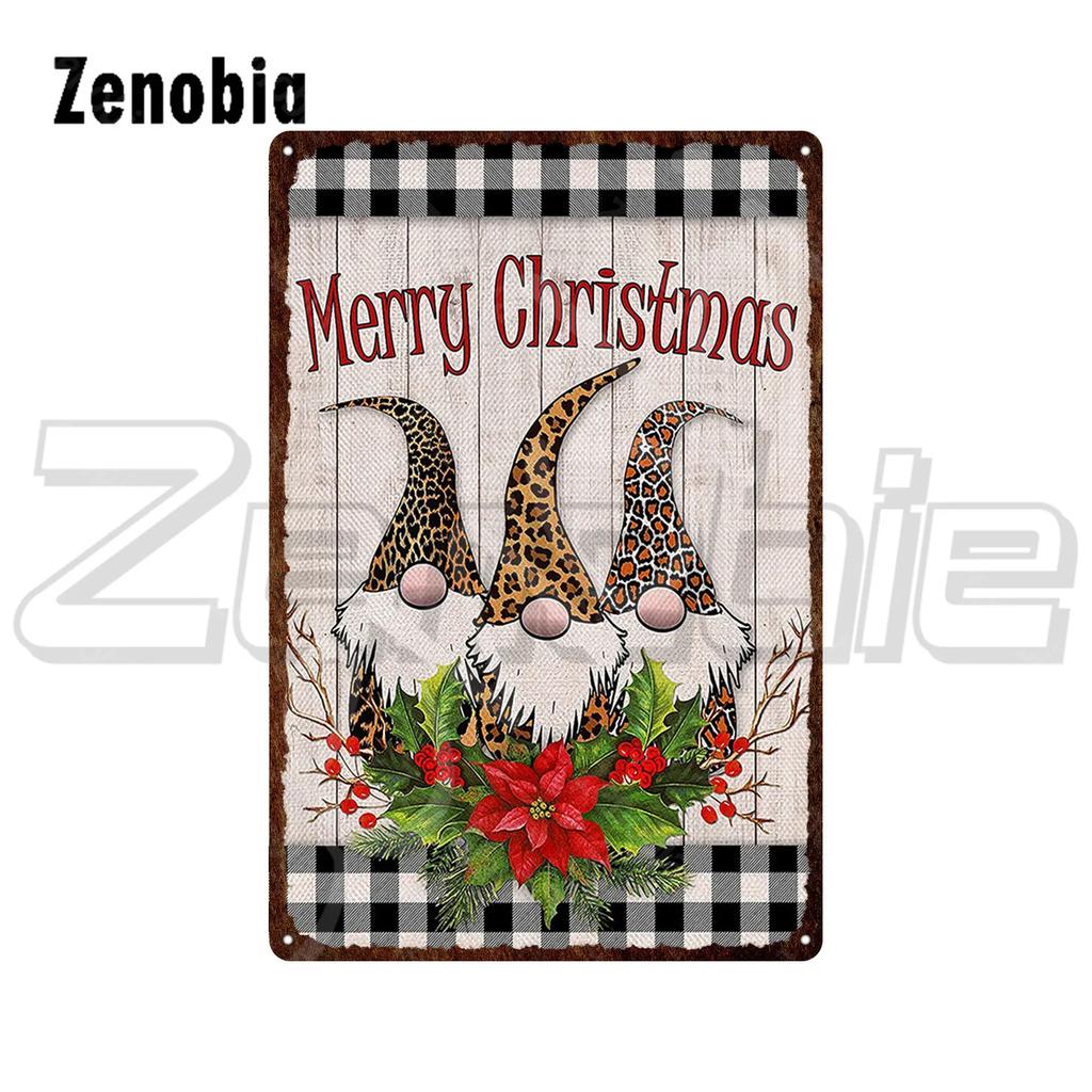 Christmas Metal Sign Santa Claus and Snowman Vintage Tin Sign Metal Plate Holiday Merry Christmas New Year Home Wall Decoration