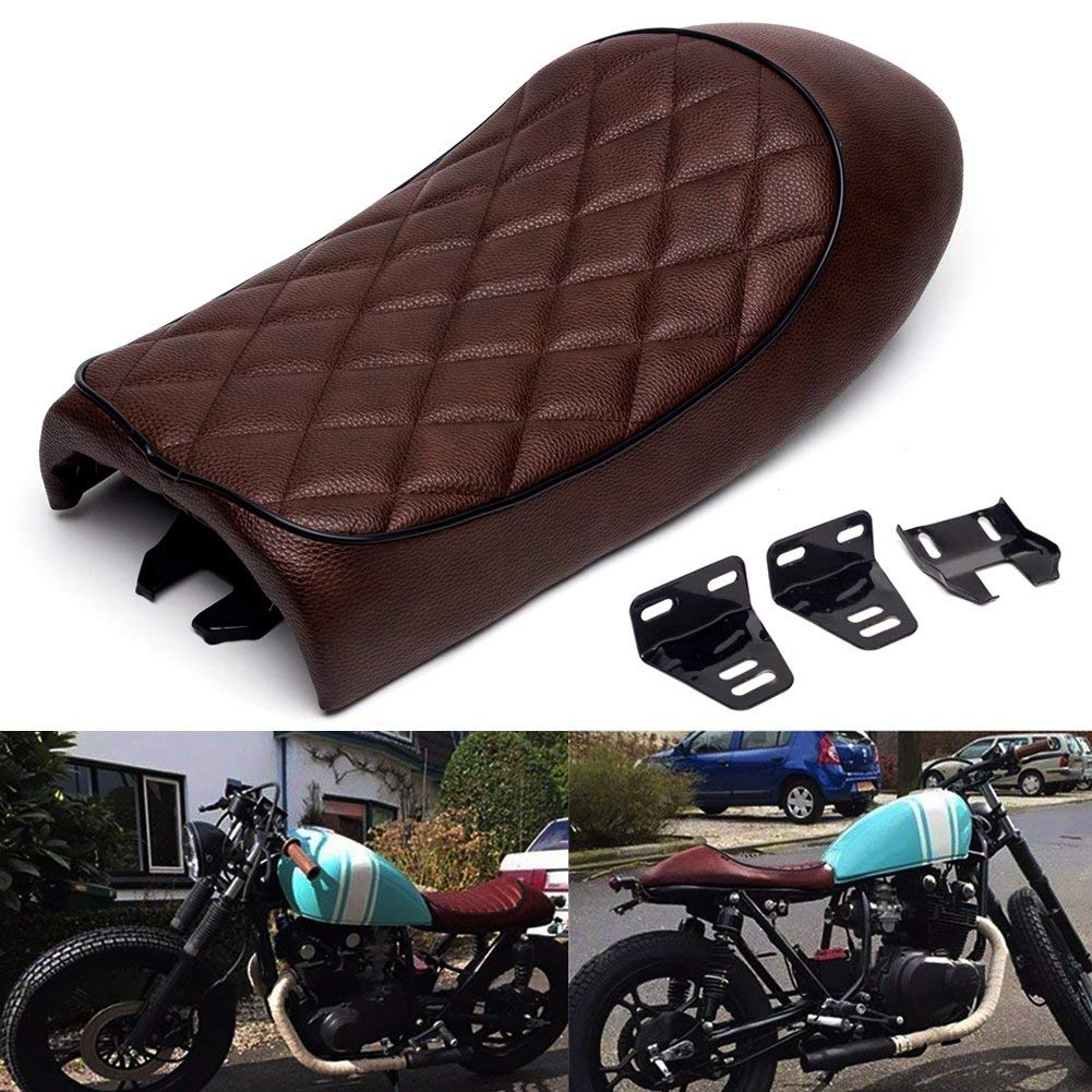 

Karun Vintage Retro Cafe Racer Seat for CB, CL, SR, XJ, GS, and KZ (Diamond Hump, Brown)