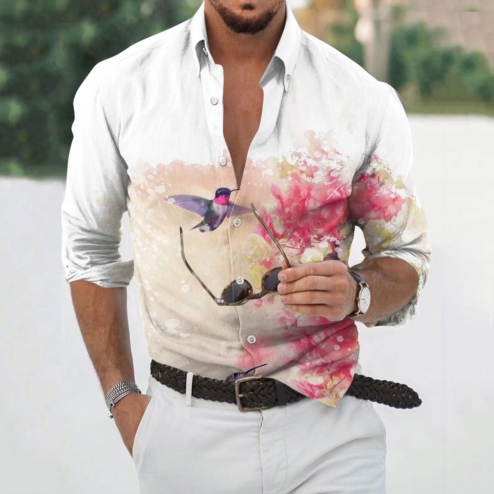 

Дизайнерская весна-лето мужская повседневная 3D-хэллоуинская печать Гавайская рубашка Блузка Рубашки с длинным рукавом M розовый