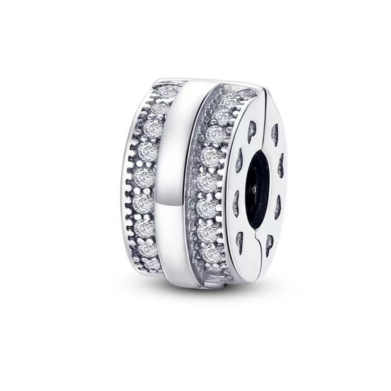 

Браслет из стерлингового серебра 925 пробы с блестящей застежкой и инкрустированными бусинами 925 Sterling Silver