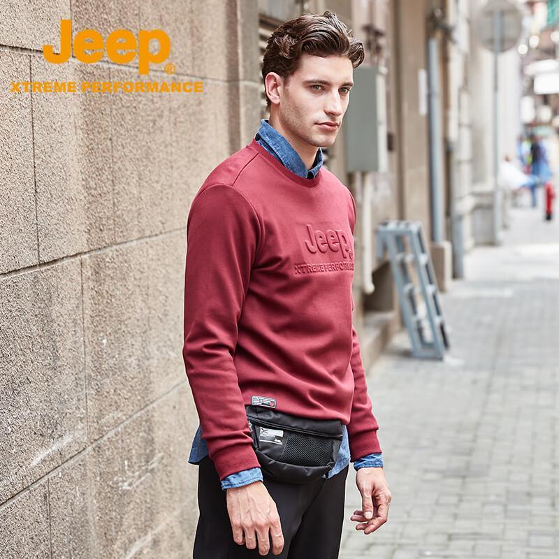 Jeep Men's Ribbed Collar Fleece Sweatshirt