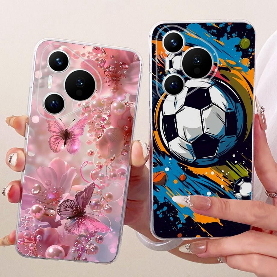 For Huawei Pura 70 70Pro 70 Ultra Pura 80 pro Pro+ Phone Case Clear Soft TPU Bumper Cover Cool Cartoon Butterfly Flower Funda