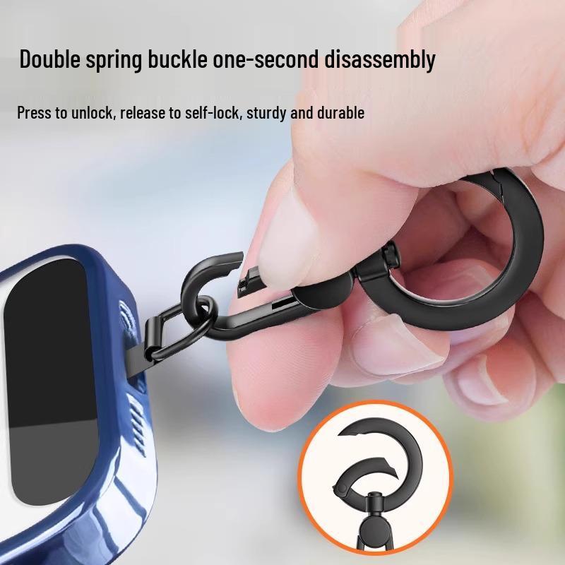 Rotatable Snap Hook Lanyard with Detachable Ring, Metal Hook, Bell, and Enamel Strap with Stainless Steel Clip.