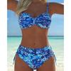 European and American Triangle Color Printing New Bikini Sexy Women's Split Swimsuit Bikini