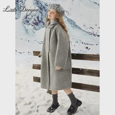 Girls' Double-Sided Cashmere Wool Coat - Stylish and Warm for Autumn and Winter