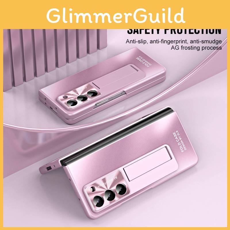 For Samsung Galaxy Z Fold 5 Protective Shell With Electroplated Stand And Pen Slot For Trendsetting Devices