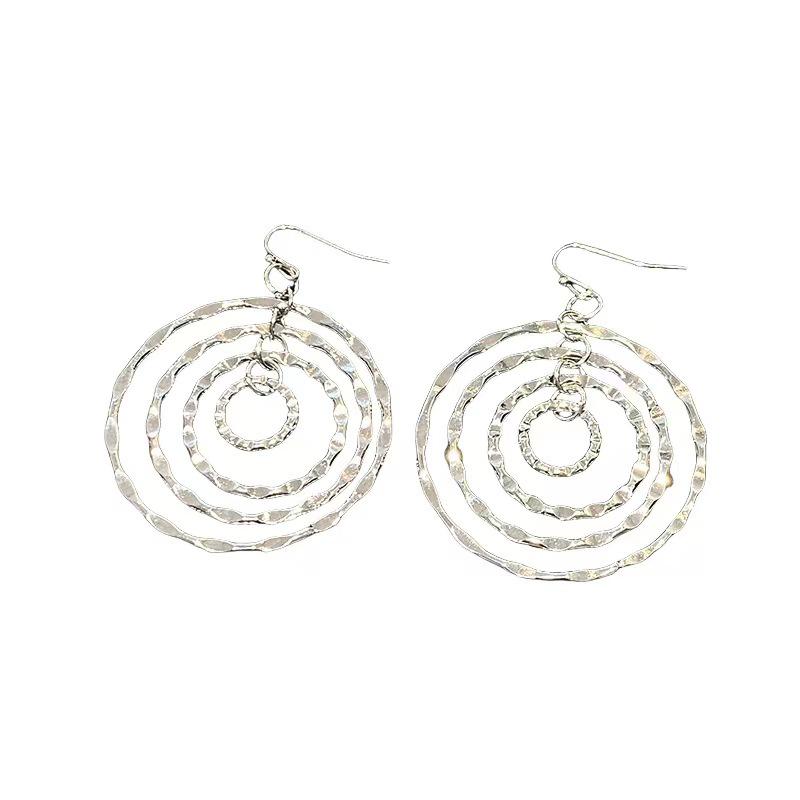 Multi-layer Hammered Circle Hoop Earrings - Elegant, Non-Piercing Clips for a Cool, Clear Look