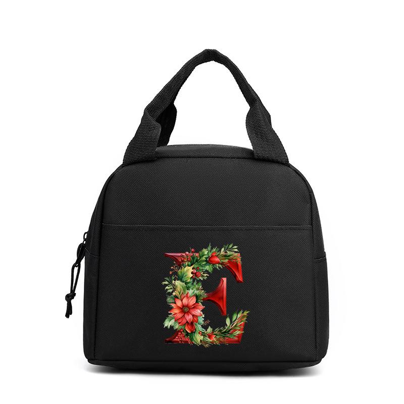 Trend niche print flower 26 letter pattern storage bag tote bag student lunch box bag portable