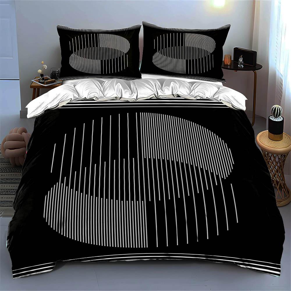 Striped abstract semicircles Bedding Duvet cover sets Duvet covers Pillowcases gifts (1 * Duvet Cover 2 * Pillowcases, without duvet insert)