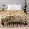 Mushroom Flannel Throw Blanket King Queen Size Brown Mushroom Pattern for Bed Sofa Couch Decor Smooth Lightweight Super Soft