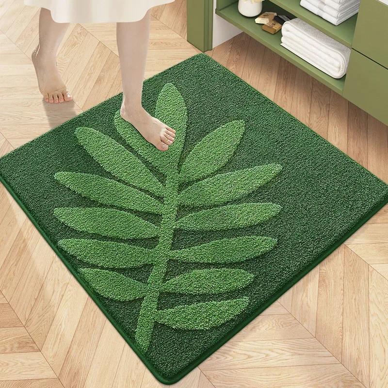 Square Floral Bath Mat, Ultra Plush Absorbent Bathroom Rug, Non-Slip Backing & Soft Touch Surface, Floor Mats for Bathroom Decor