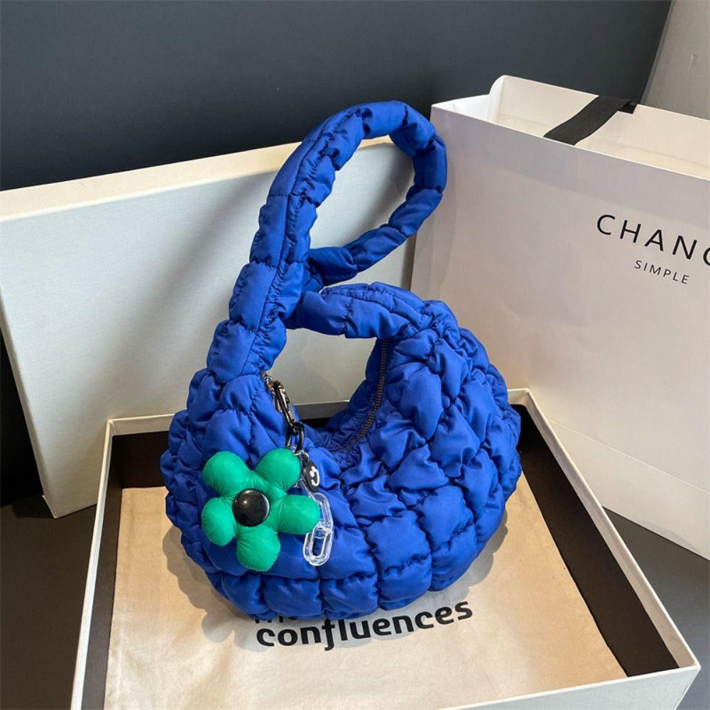 

Ruched Solid Shoulder Bag Plaid Quilted Satchel Bags Fashion Crossbody Bag Women 29x20x12cm синій