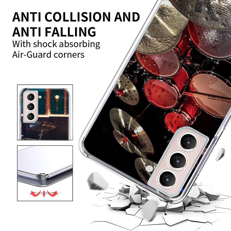 Musical Instrument Drum Rock Phone Case For Samsung Galaxy S25 Edge S24 S23 FE S21 S20 Plus S22 S26 Ultra Cover Clear Cases TPU