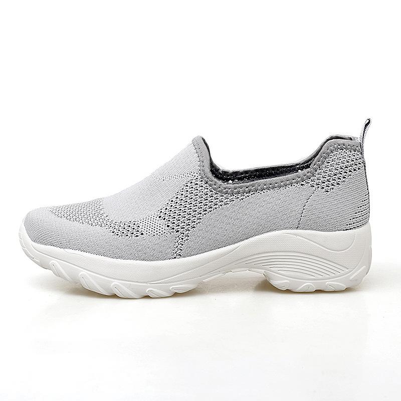 Large size spring middle-aged mother shoes breathable fly-woven one-pedal platform casual shoes women