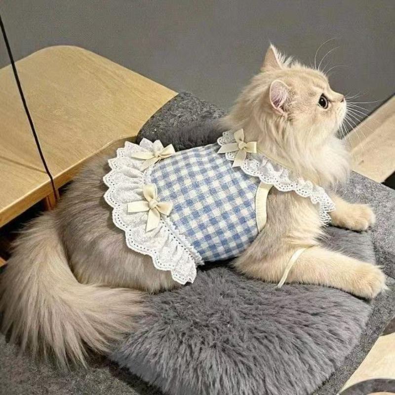 Summer Pet Lace Skirt Lightweight Cat And Dog Bowknot Lace Vest Thin Cute Princess Style Clothing For Teddy Bichon Small Puppies