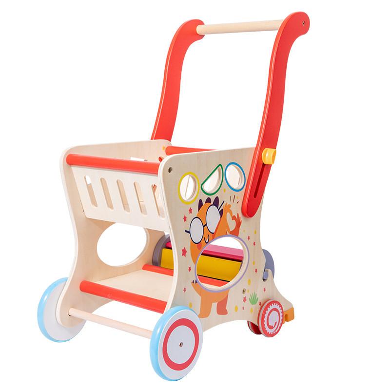 Multifunction Wooden Baby Cart Toddler Walking Shape Recognition Festival Gifts