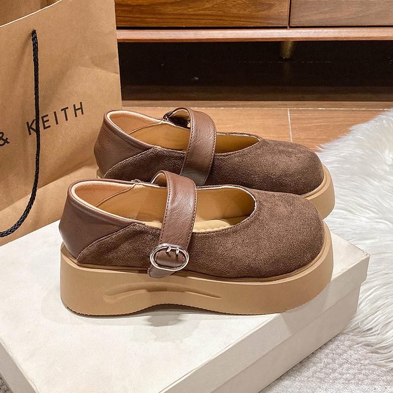 Velvet Mary Jane Shoes Women's Autumn 2025 New Retro Korean Version Inner Height Increase Soft Sole Shallow Mouth Leopard Print Single Shoes