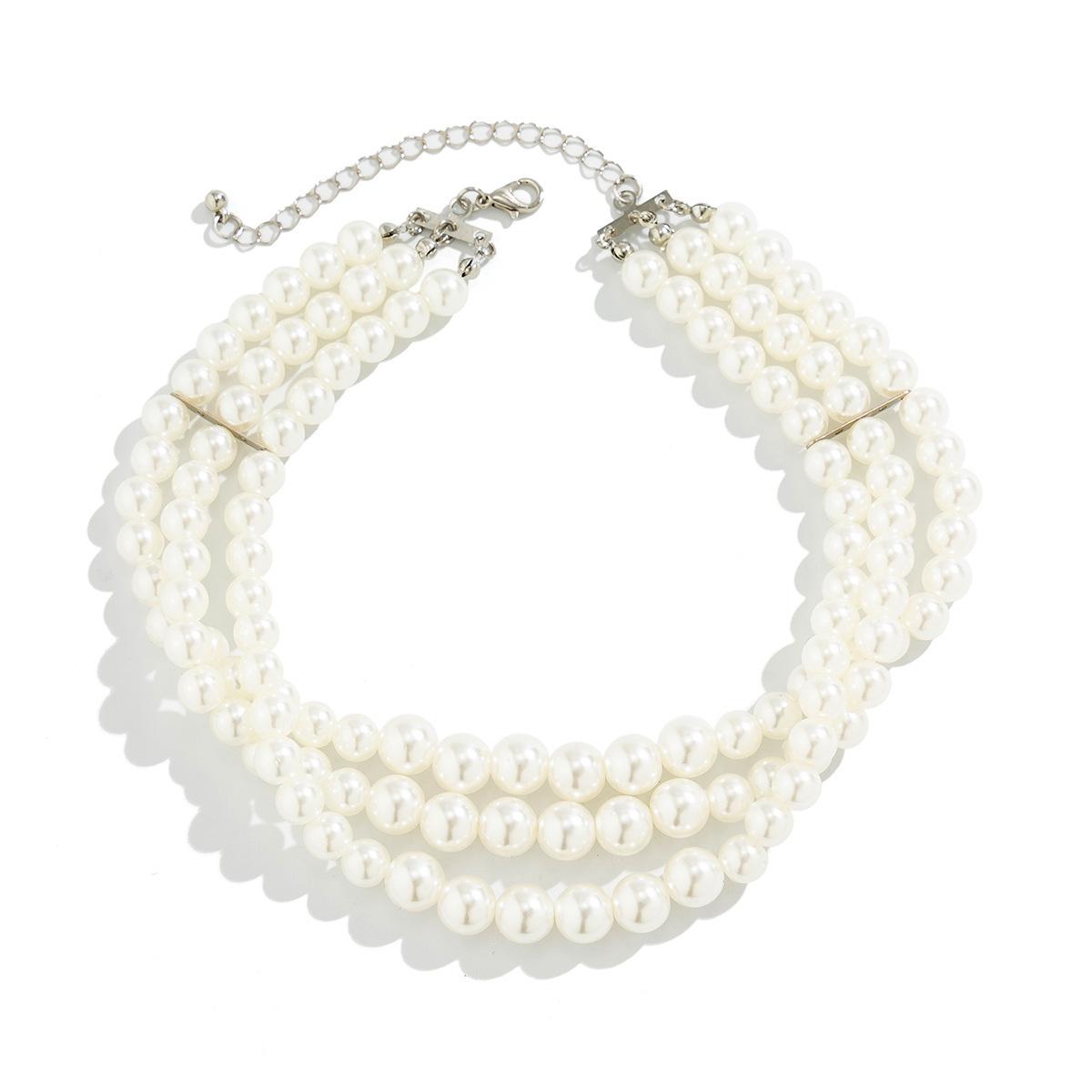 European & American Fashion Handmade Multi-layer Pearl Choker Necklace