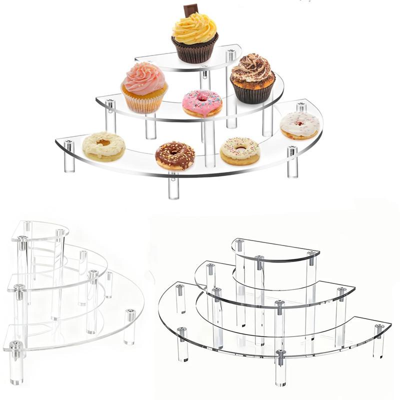 1 Set Rialzi Espositori in Acrilico a 3 Livelli Forma Mezza Luna Trasparenti in Acrilico per Cibo Espositore per Stand Matrimonio Cibo Dolci Cosmetici Festa