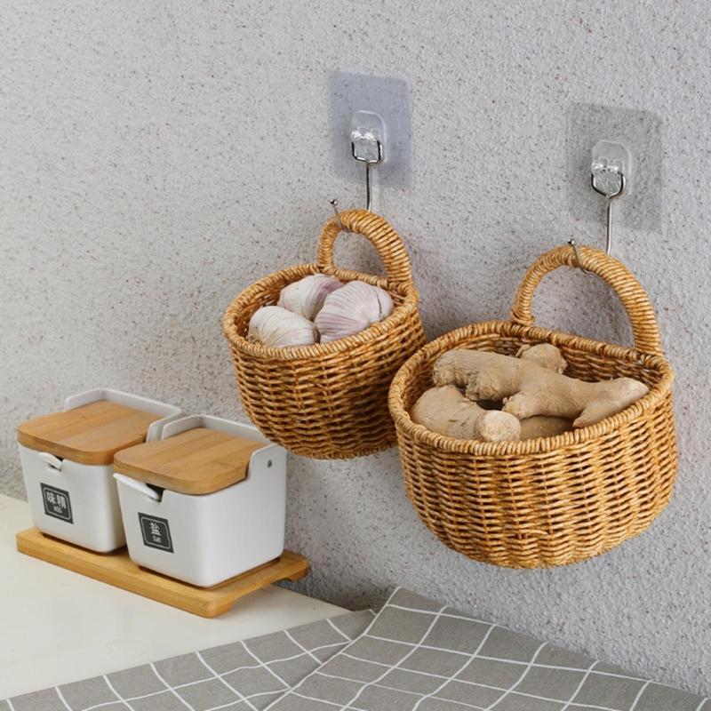 Handwoven Storage Basket with Handle Multifunction Collection Supplies for Dormitory Bedroom Sundries Organization