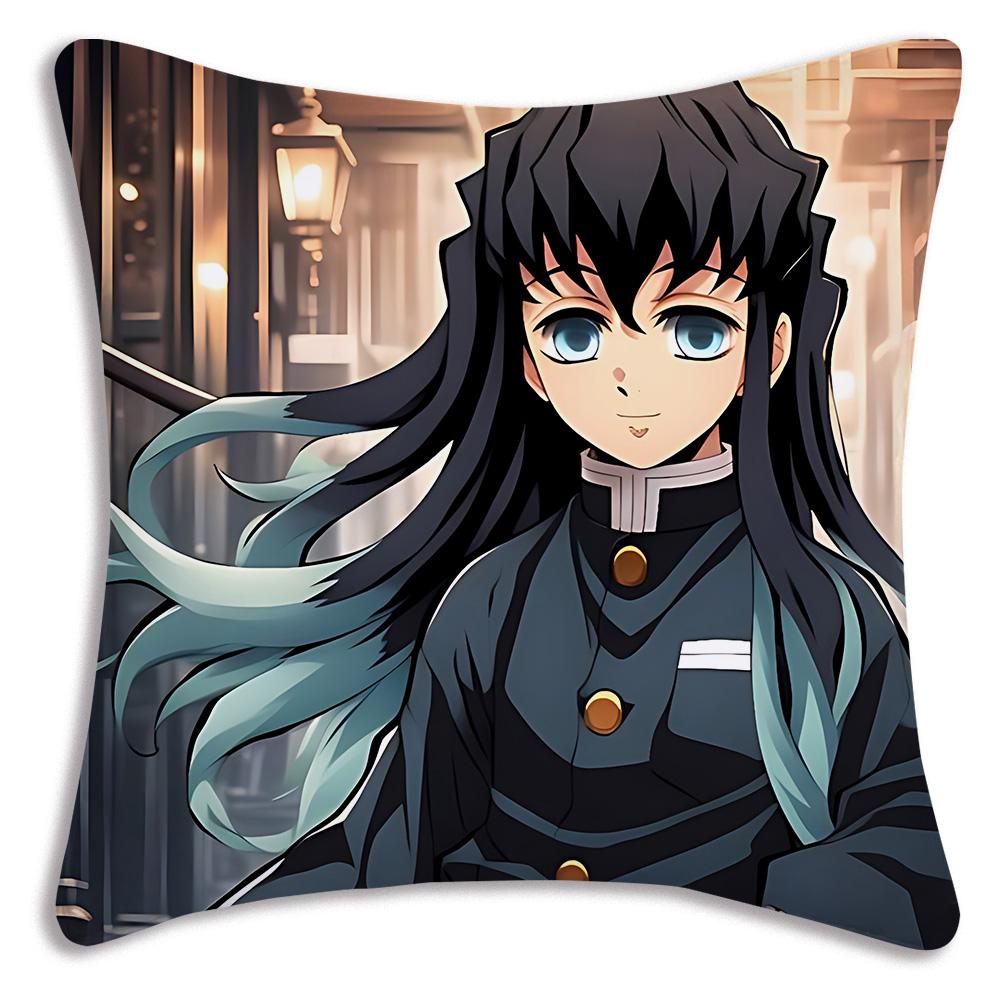 Muichiro Tokito Anime Pillow Covers Cartoon Sofa Decorative Home Doublesided Printing Short Plush Cute Cushion Cover